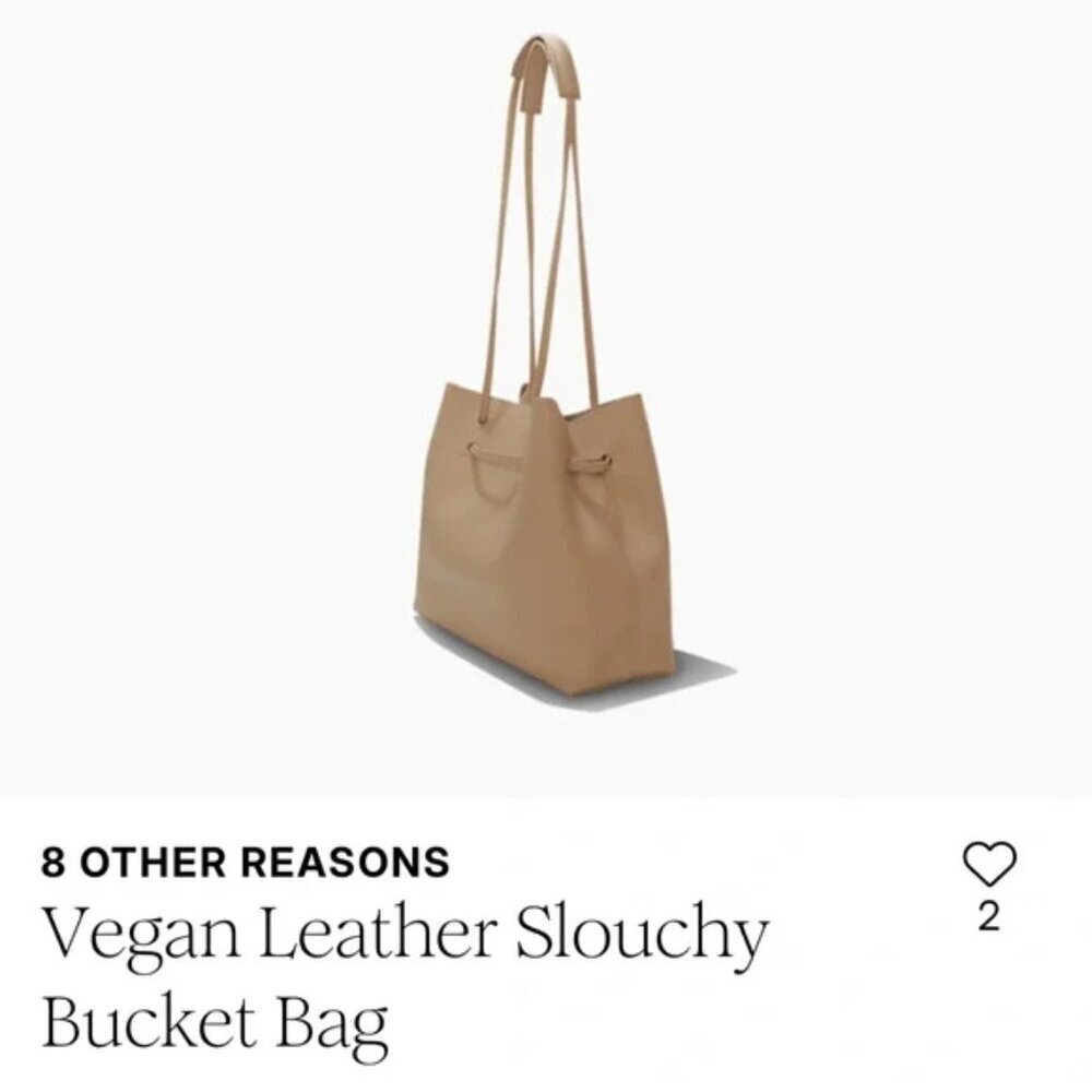 8 Other Reasons Tan Vegan Leather Slouchy Bucket Bag New